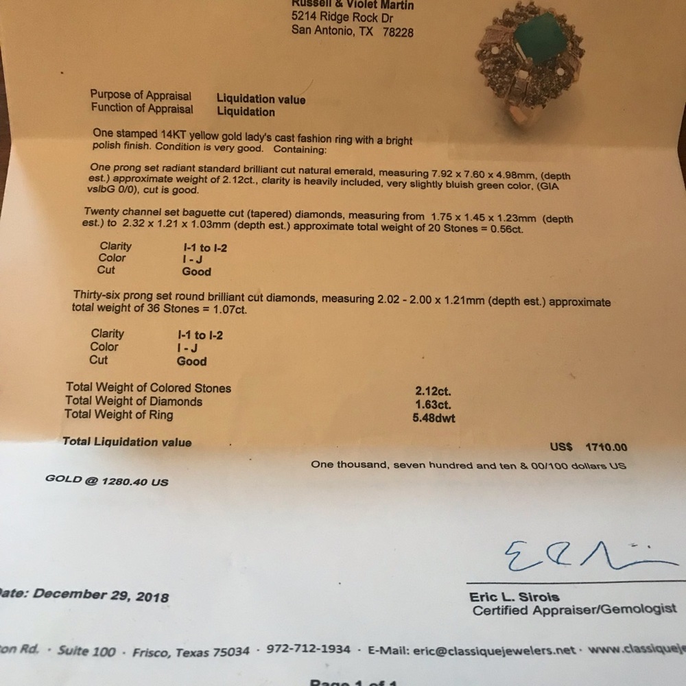 Emerald diamond ring - Picture 4 of 4